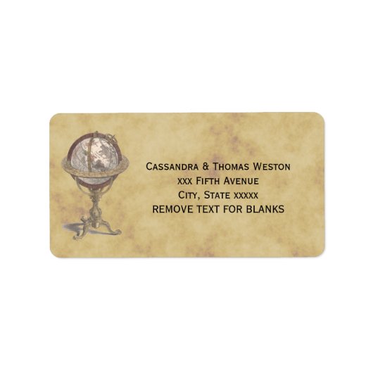 Antiek Wereldbol, Noodlijdend BG #2 Adres Etiket (Voorkant)