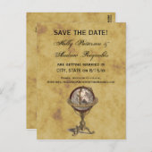 Antiek Wereldbol, Onderdruk BG sparen de Datum Aankondigingskaart (Voorkant / Achterkant)