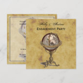 Antiek Wereldbol, Onderdruk BG SQ Verloving Kaart (Voorkant / Achterkant)