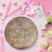 Antiek Wereldbol Rustic Brown Paper Borden Papieren Bordje (Feest)