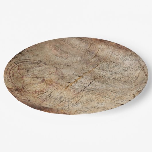 Antiek Wereldbol Rustic Brown Paper Borden Papieren Bordje (Gekanteld)