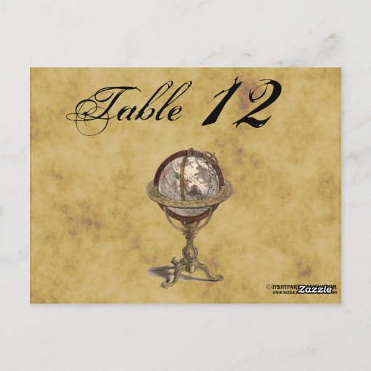 Antiek Wereldbol, samengedrukt BG-tabelnummer Briefkaart (Achterkant)