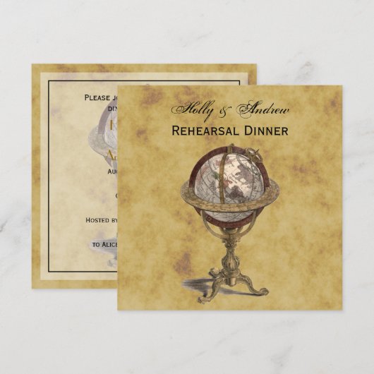 Antiek Wereldbol Verstoorde BG SQ-repetitie Din Kaart (Voorkant / Achterkant)