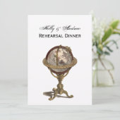 Antiek Wereldbol, White BG/Rehearsal Din Kaart (Staand voorkant)