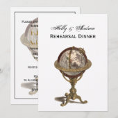 Antiek Wereldbol, White BG/Rehearsal Din Kaart (Voorkant / Achterkant)