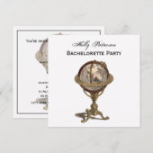 Antiek Wereldbol, White BG SQ Bachelorette Kaart (Voorkant / Achterkant)