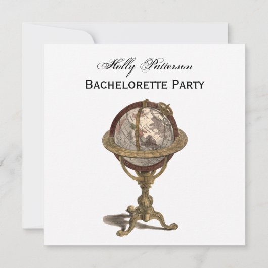 Antiek Wereldbol, White BG SQ Bachelorette Kaart (Voorkant)