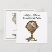 Antiek Wereldbol, White BG SQ Verloving Kaart (Voorkant / Achterkant)