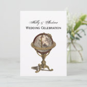 Antiek Wereldbol, White BG V Wedding Kaart (Staand voorkant)