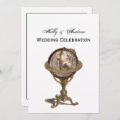 Antiek Wereldbol, White BG V Wedding Kaart (Voorkant / Achterkant)