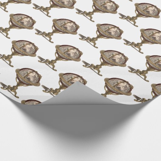 Antiek Wereldbol, wit BG-omslagpapier Cadeaupapier (Hoek)