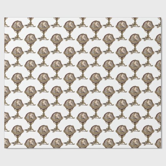 Antiek Wereldbol, wit BG-omslagpapier Cadeaupapier (Vlak)