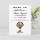 Antiek Wereldbol, Wit BG V sparen de Datum Kaart (Staand voorkant)