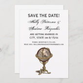 Antiek Wereldbol, Wit BG V sparen de Datum Kaart (Voorkant / Achterkant)