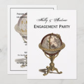 Antiek Wereldbol, Wit BG V Verloving Kaart (Voorkant / Achterkant)