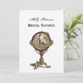 Antiek Wereldbol Wit BG V Vrijgezellenfeest Kaart (Staand voorkant)