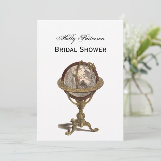Antiek Wereldbol Wit BG V Vrijgezellenfeest Kaart (Staand voorkant)