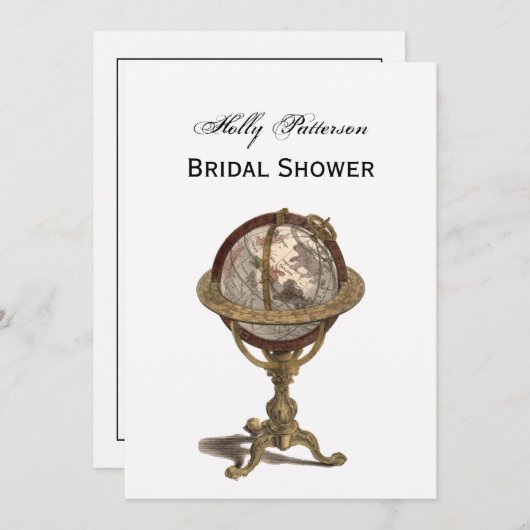 Antiek Wereldbol Wit BG V Vrijgezellenfeest Kaart (Voorkant / Achterkant)