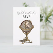 Antiek Wereldbol, witte BG RSVP (Staand voorkant)