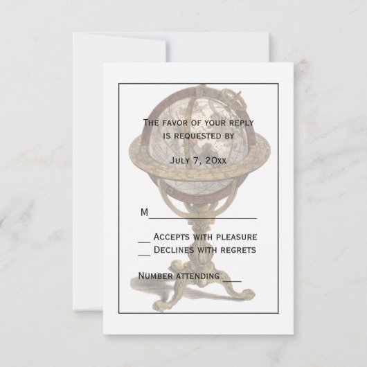 Antiek Wereldbol, witte BG RSVP (Achterkant)