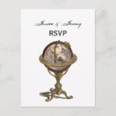 Antiek Wereldbol, witte BG RSVP Uitnodiging Briefkaart (Voorkant)