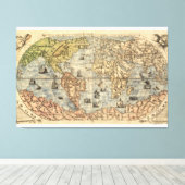 Antiek wereldkaart 1565 Ferando Berteli Canvas Afdruk (Insitu (Houten vloer))