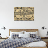 Antiek Wereldkaart 1702 van George Willdey Canvas Afdruk (Insitu (Slaapkamer))