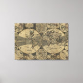  Antiek Wereldkaart 1702 van George Willdey Canvas Afdruk (Voorkant)