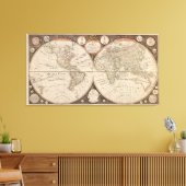 Antiek Wereldkaart, 1799 (Thomas Kitchen) Canvas Afdruk (Insitu (Woonkamer))