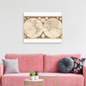 Antiek Wereldkaart, 1799 (Thomas Kitchen) Canvas Afdruk (Insitu (Woonkamer))