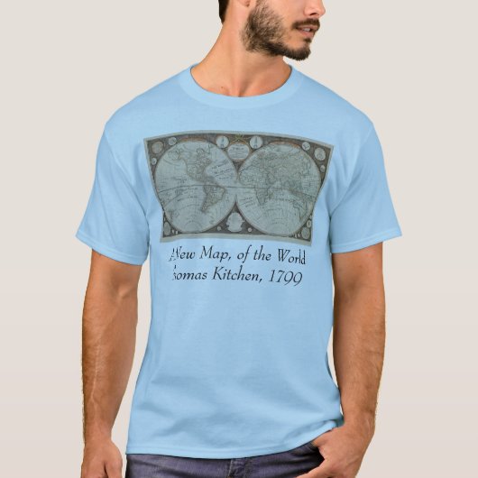Antiek Wereldkaart, 1799 (Thomas Kitchen) T-shirt (Voorkant)