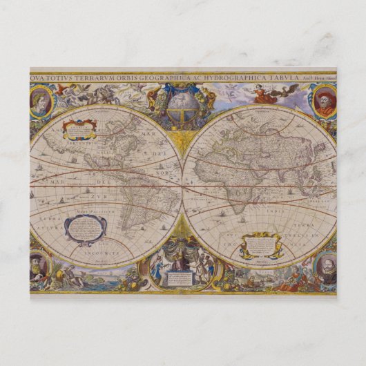 ANTIEK WERELDKAART 2 BRIEFKAART (Voorkant)