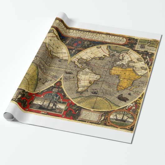 Antiek Wereldkaart #2 Cadeaupapier (Uitgerold)