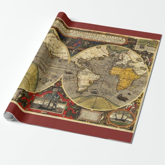 Antiek Wereldkaart #2 Cadeaupapier (Uitgerold)