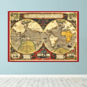 Antiek Wereldkaart #2 Canvas Afdruk (Insitu (Houten vloer))