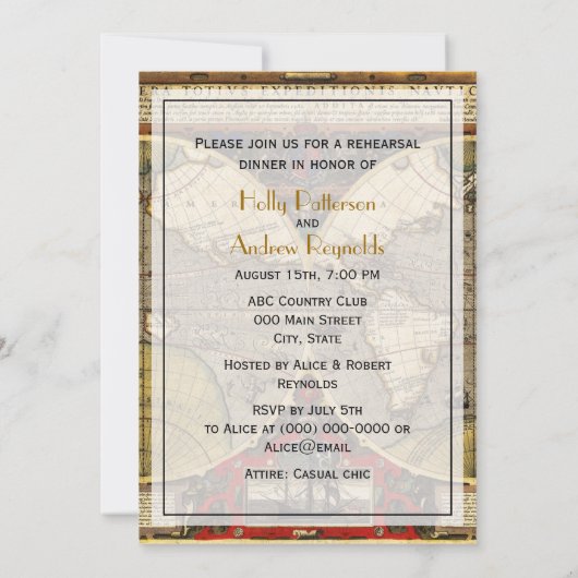 Antiek Wereldkaart #2, DIY White BG/Rehearsal Din Kaart (Achterkant)