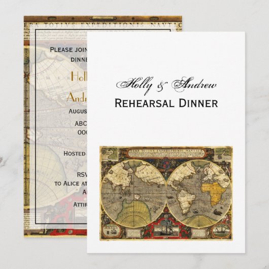 Antiek Wereldkaart #2, DIY White BG/Rehearsal Din Kaart (Voorkant / Achterkant)