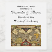 Antiek Wereldkaart #2, DIY White BG Wine Labels Wijn Etiket (Enkel label)