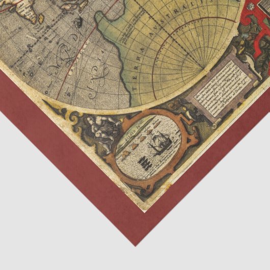 Antiek Wereldkaart #2 Tissuepapier (Detail)