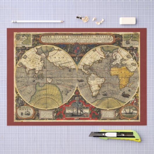 Antiek Wereldkaart #2 Tissuepapier (Craft)