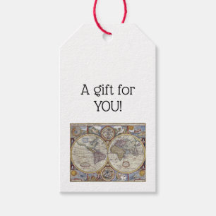 Antiek Wereldkaart #3 Cadeaulabel