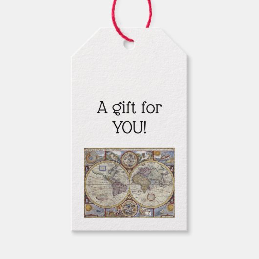 Antiek Wereldkaart #3 Cadeaulabel (Voorkant)