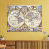 Antiek Wereldkaart #3 Canvas Afdruk (Insitu (Woonkamer))