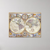 Antiek Wereldkaart #3 Canvas Afdruk (Voorkant)