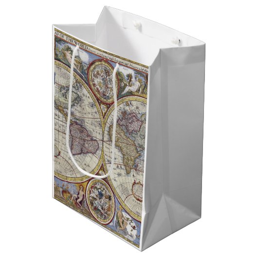Antiek Wereldkaart #3 Medium Cadeauzakje (Voorkant Gekanteld)