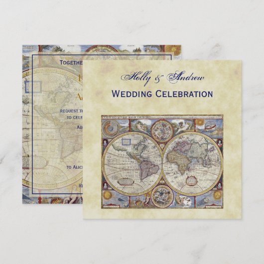 Antiek Wereldkaart #3, Onderdruk BG #3 Kaart (Voorkant / Achterkant)