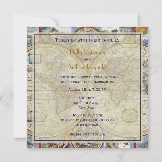 Antiek Wereldkaart #3, Onderdruk BG #3 Kaart (Achterkant)