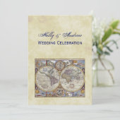 Antiek Wereldkaart #3, Onderdruk BG #3 Kaart (Staand voorkant)