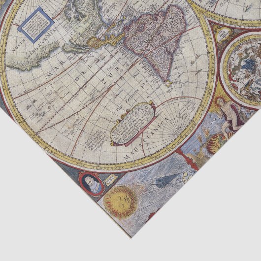 Antiek Wereldkaart #3 Tissuepapier (Detail)