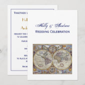 Antiek Wereldkaart #3 Trouwen Kaart (Voorkant / Achterkant)